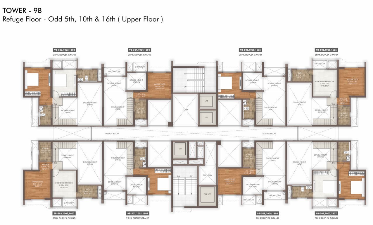  island of joy project b Tower 9B 5th, 10th, 16th Floor Upper Cluster Plan