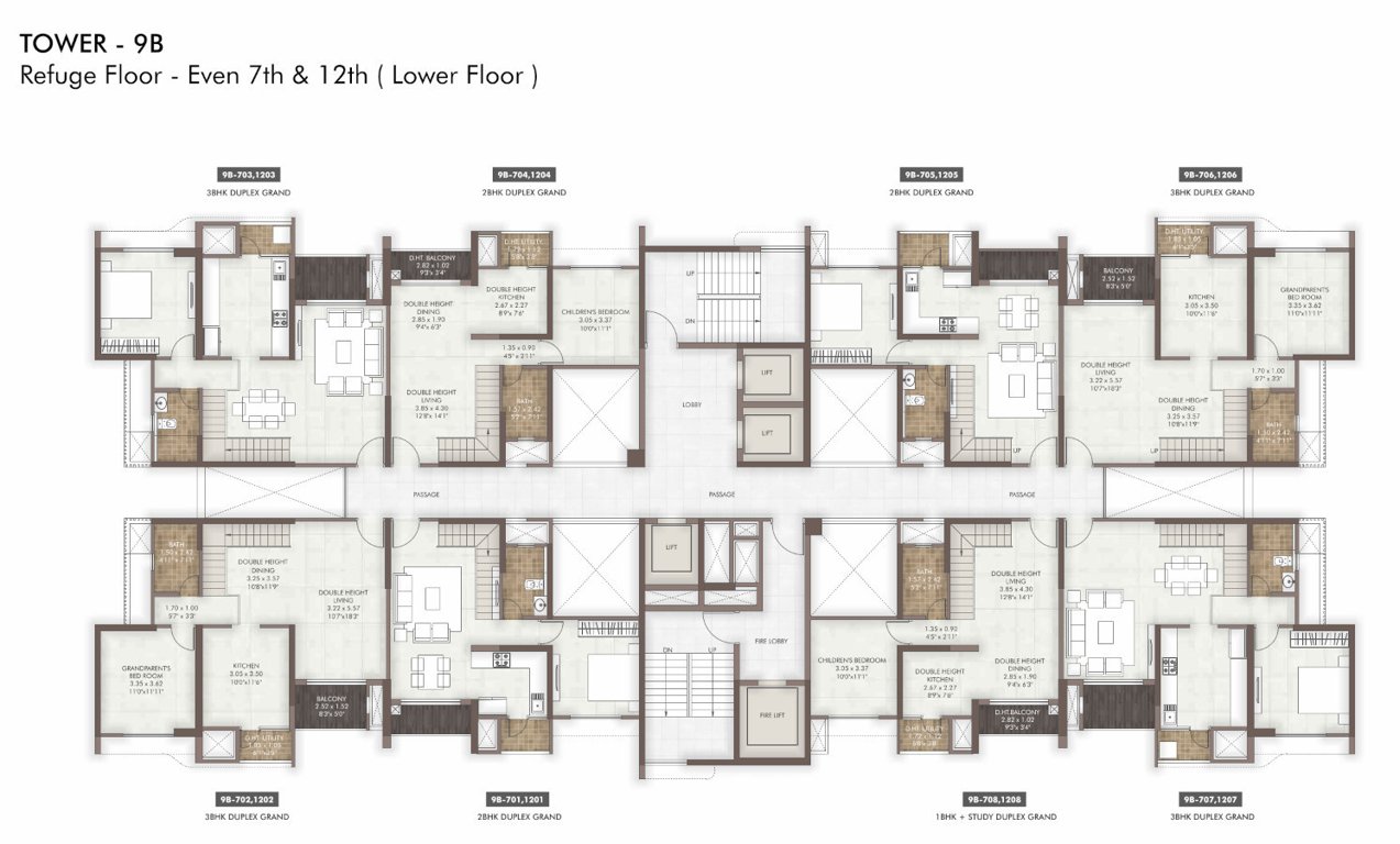  island of joy project b Tower 9B 7th & 12th Floor Lower Cluster Plan