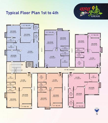  radha-kunja-galaxy Radha Kunja Galaxy Cluster Plan from 1st to 4th Floor