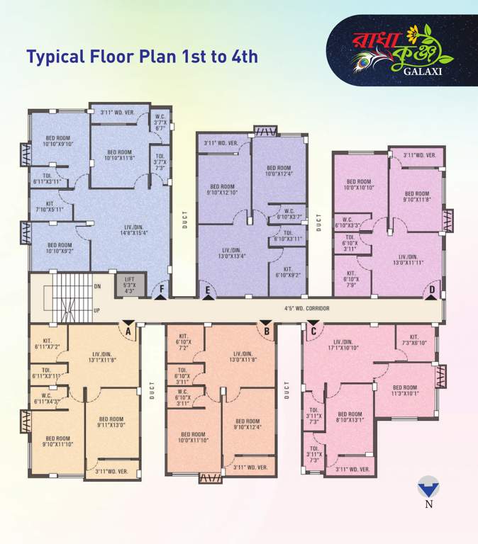  radha kunja galaxy Radha Kunja Galaxy Cluster Plan from 1st to 4th Floor