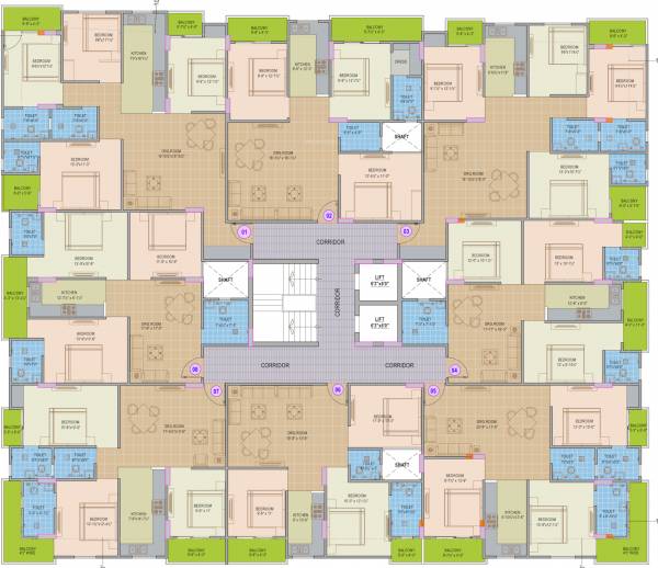  green-park Green Park Cluster Plan For Typical Floor Plan