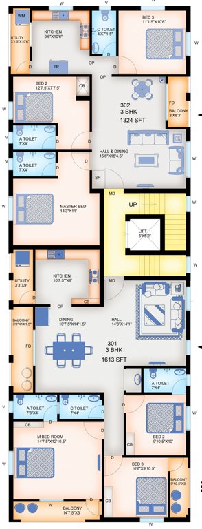  sri krishna Sri Krishna Cluster Plan for 3rd Floor