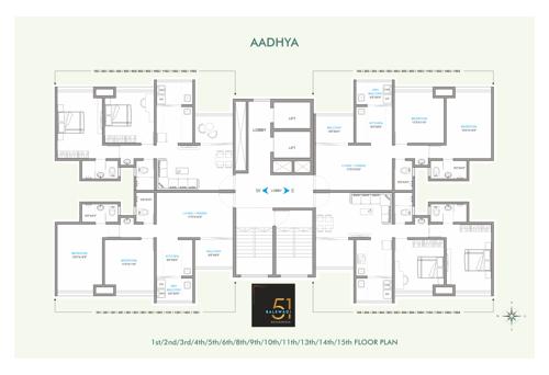  51-balewadi-residences-phase-2 Wing A Cluster Plan from 1st to 15th Floor