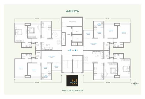  51-balewadi-residences-phase-2 Wing A Cluster Plan from 7th to 12th Floor