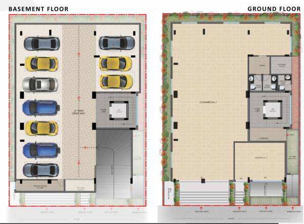  square Dummy Tower Cluster Plan for ground Floor And Basement 