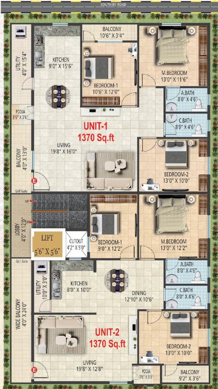  a6 residency A6 Residency Cluster Plan For Typical Floor Plan