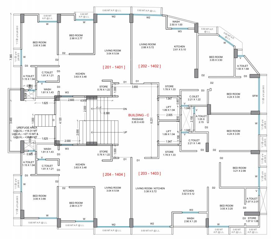  sky C Cluster Plan from 1st to 14th Floor