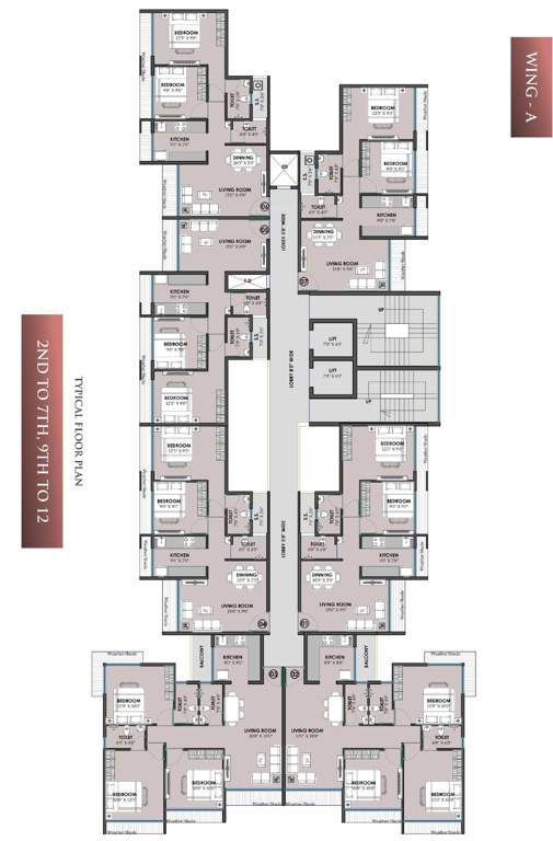  elite Block A Cluster Plan From 2nd To 7th Floor And 9th To 12th Floor