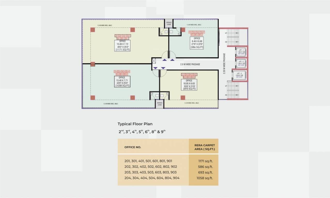  gateway Gateway Cluster Plan from 2nd to 9th Floor