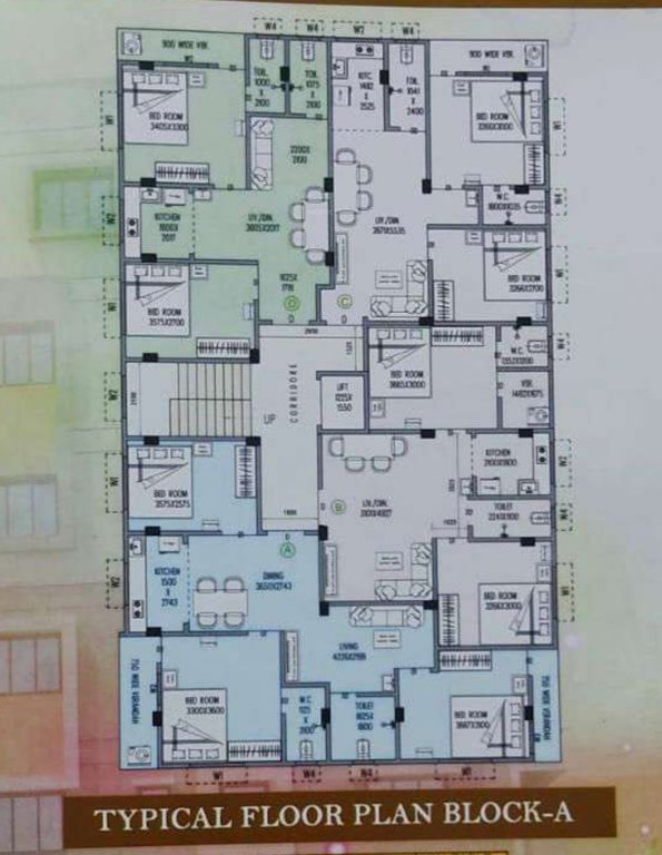  puron residency Block A Cluster Plan from 1st to 4th Floor