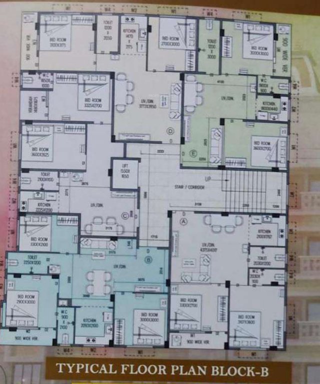  puron residency Block B Cluster Plan from 1st to 4th Floor