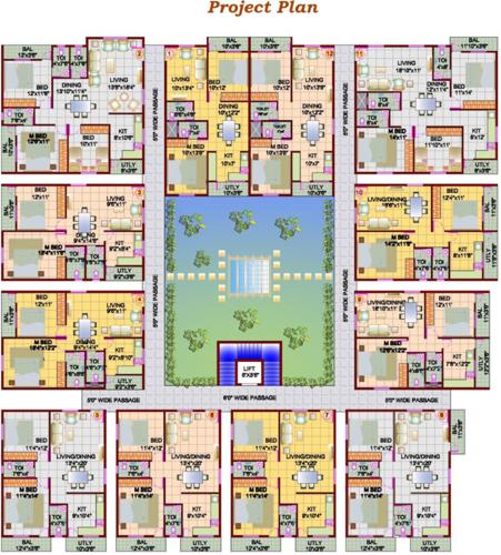  green-palm Vasavi Green Palm Cluster Plan from 1st to 3rd Floor