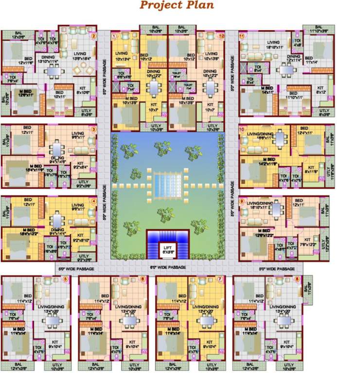  green palm Vasavi Green Palm Cluster Plan from 1st to 3rd Floor