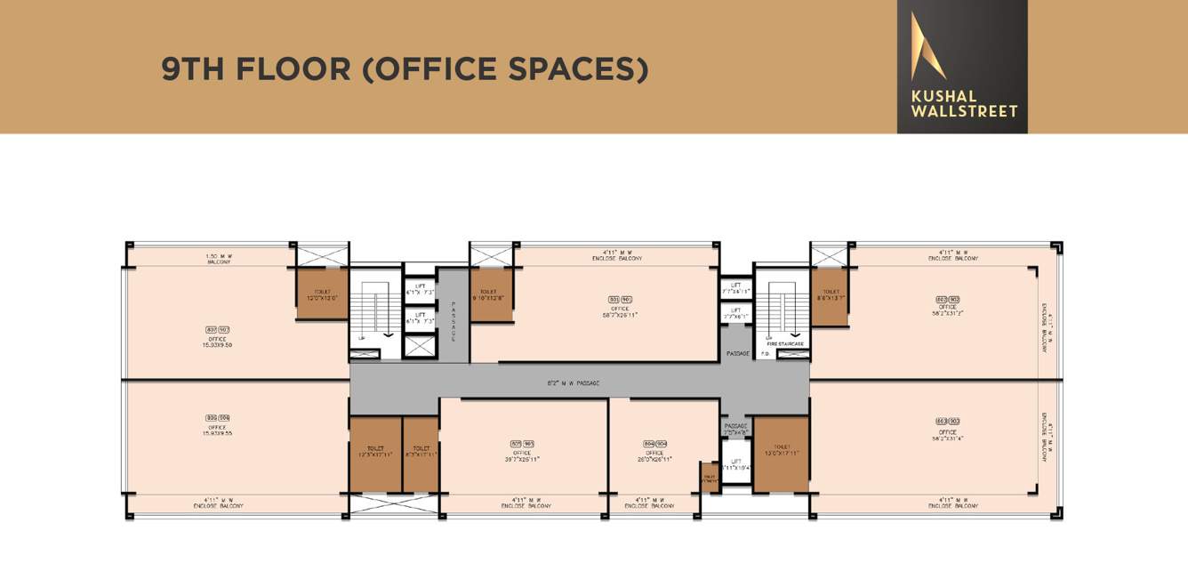  kushal wall street Kushal Wall Street Cluster Plan for 9th Floor