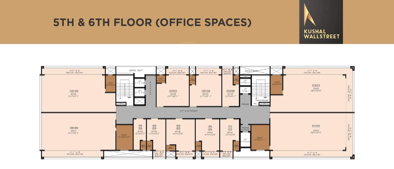  kushal wall street Kushal Wall Street Cluster Plan from 5th to 6th Floor