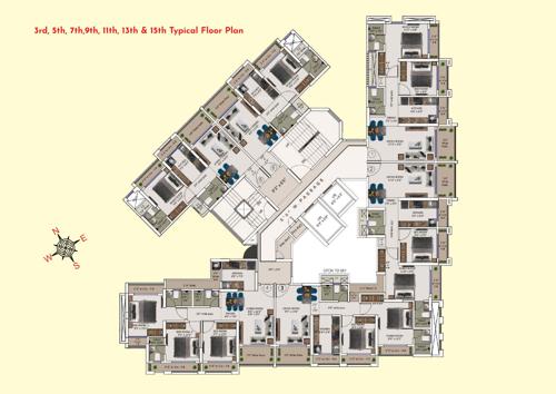  blossom-6a Blossom Bldg No 6 Wing A Cluster Plan from 3rd, 5th, 7th, 9th, 11th, 13th 15th Floor