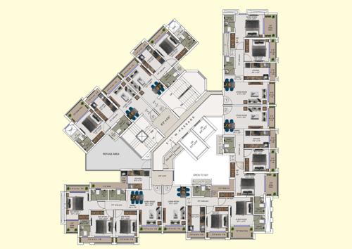  blossom-6a Blossom Bldg No 6 Wing A Cluster Plan from 4th, 6th, 8th, 10th, 12th, 14th And 16th Floor