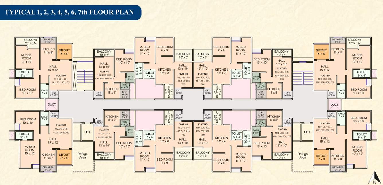  vihar Amruta Vihar Cluster Plan From 1st To 7th Floor