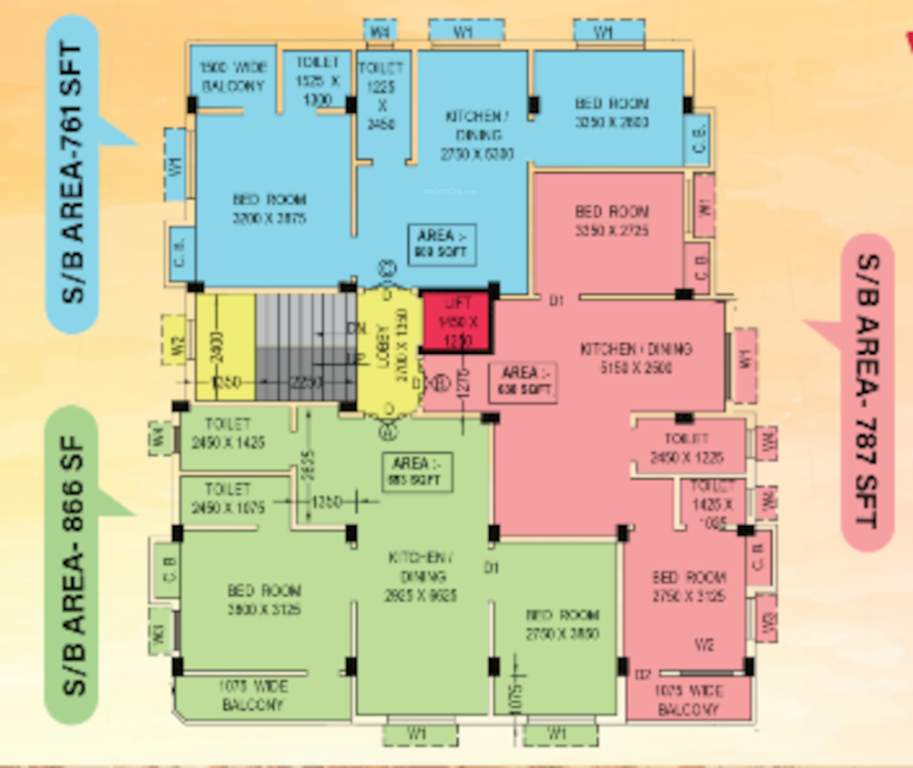  ganpati apartment Ganpati Apartment Cluster Plan from 1st to 4th Floor