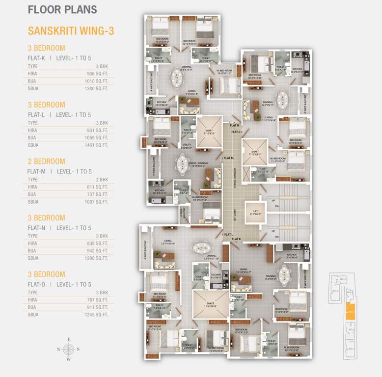  sanskriti Wing 3 Cluster Plan from 1st to 5th Floor