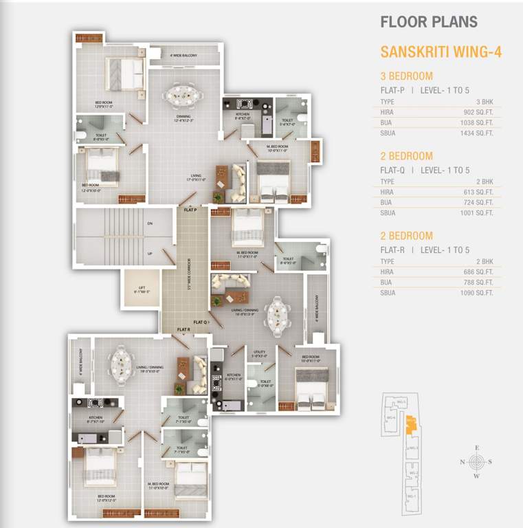  sanskriti Wing 4 Cluster Plan from 1st to 5th Floor