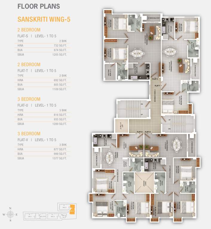  sanskriti Wing 5 Cluster Plan from 1st to 5th Floor