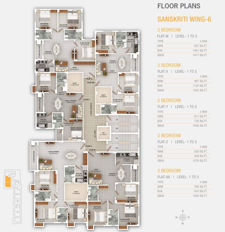  sanskriti Wing 6 Cluster Plan from 1st to 5th Floor