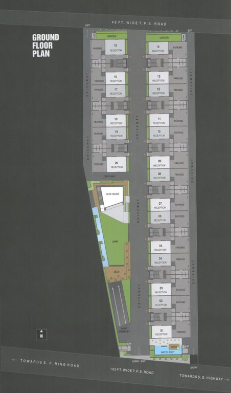  times corporate park Block A & B Ground Floor Cluster Plan