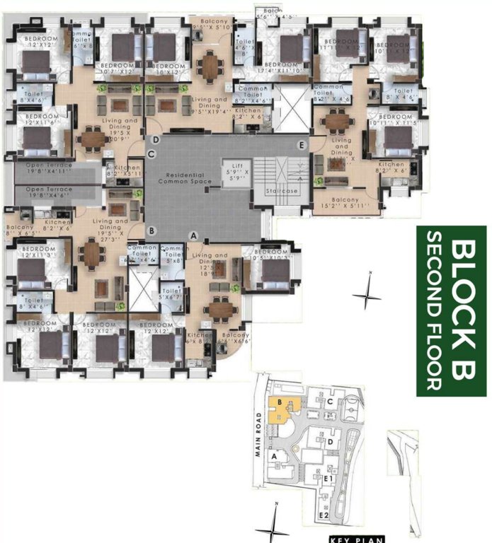  madhuban B 2nd Floor Cluster Plan