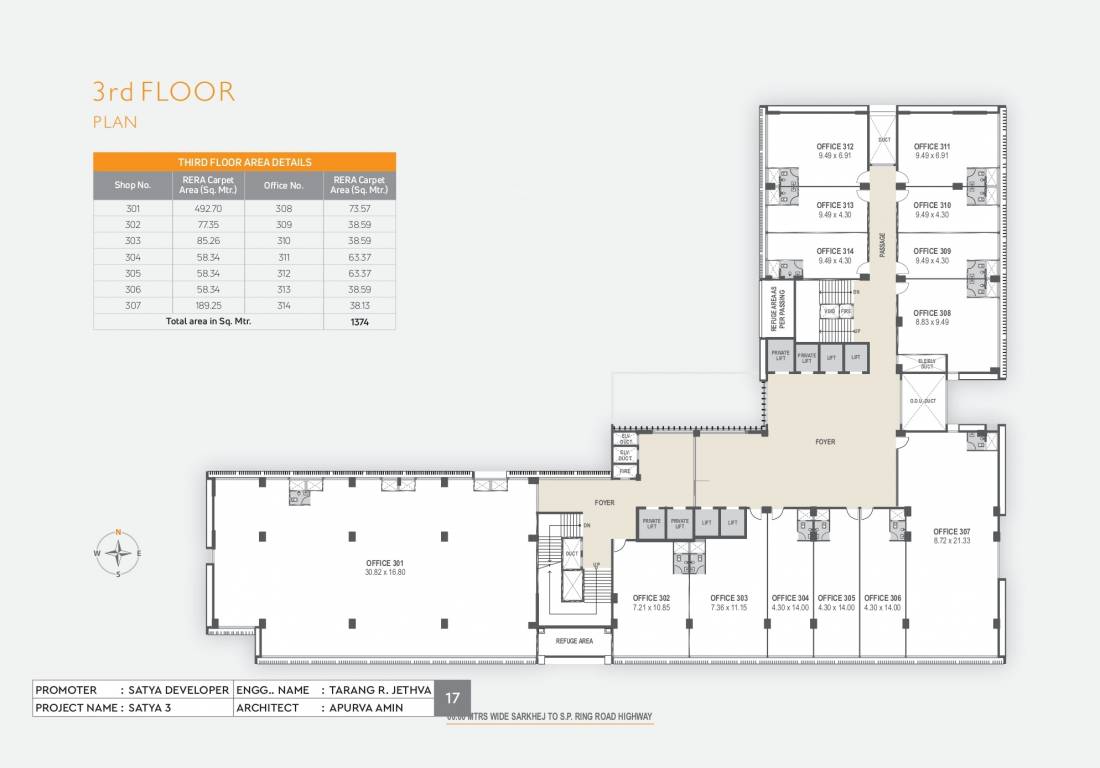  3 Satya 3 Cluster Plan for 3rd Floor
