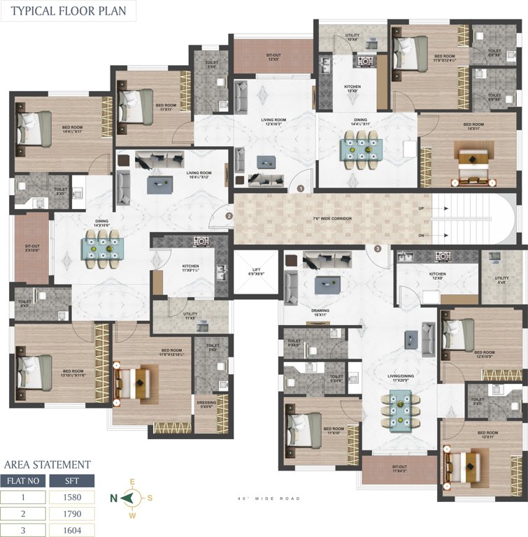  hill crest Hill Crest Cluster Plan from 1st to 6th Floor