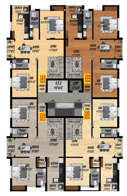  kalpa viruksha Kalpa Viruksha Cluster Plan from 1st to 3rd Floor
