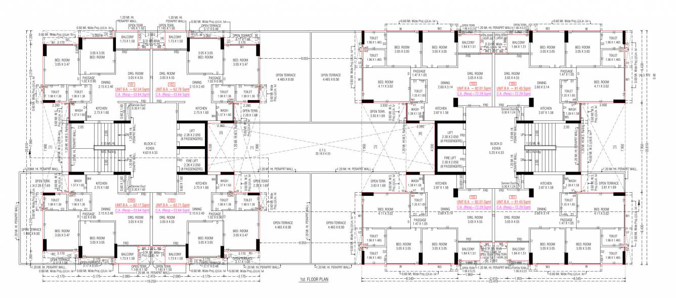 adarsh lotus Block C & D Cluster Plan for 1st Floor