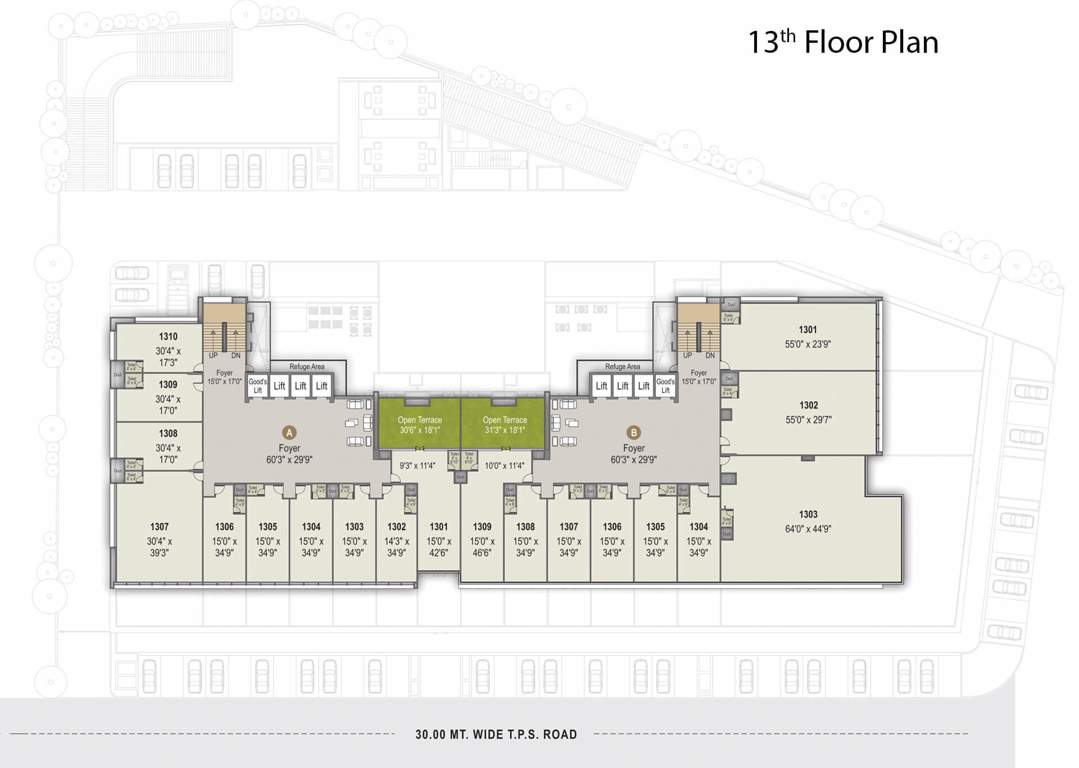  unicus shyamal Block A And B Cluster Plan for 13th Floor