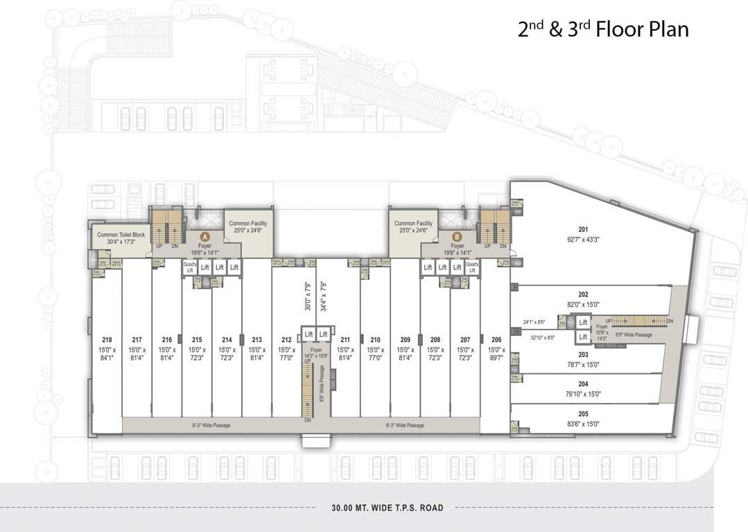  unicus shyamal Block A And B Cluster Plan from 2nd to 3rd Floor