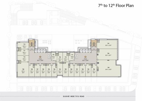  unicus-shyamal Block A And B Cluster Plan from 7th to 12th Floor