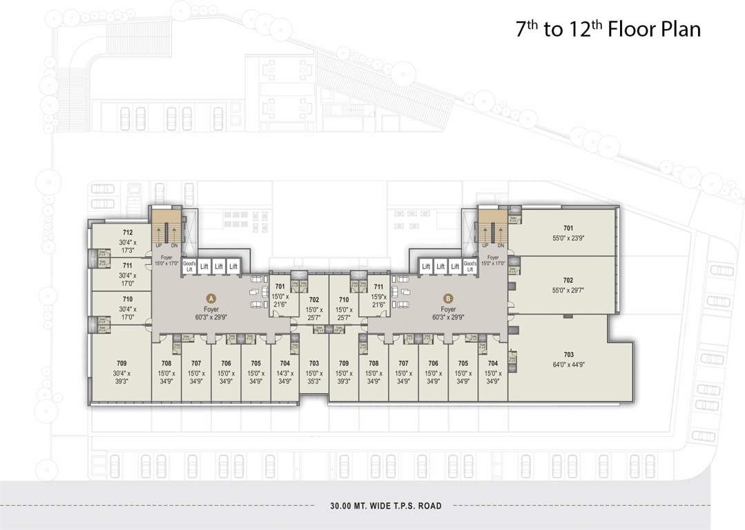  unicus shyamal Block A And B Cluster Plan from 7th to 12th Floor