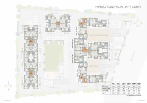 prestige Block A, B, C, D, E And F Cluster Plan from 4th to 13th Floor