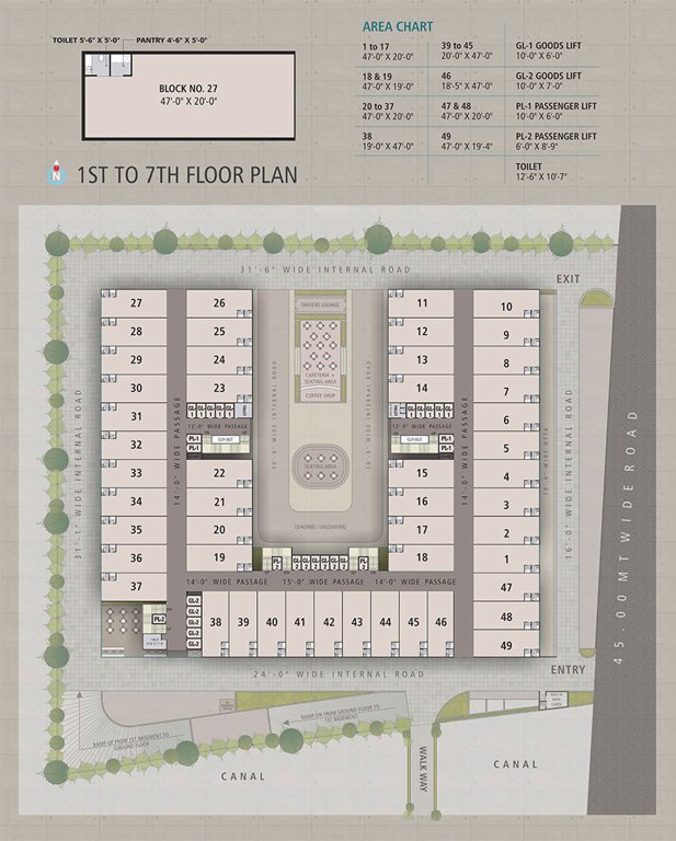textile hub b Sangini Textile Hub B Cluster Plan from 1st to 7th Floor