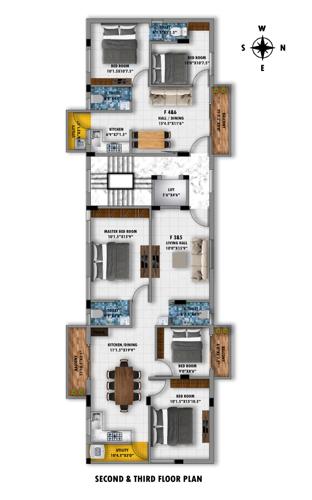  thiyagarajan-towers Thiyagarajan Towers Cluster Plan from 2nd to 3rd Floor