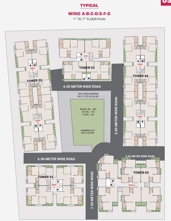  orchid Block A, Block B, Block C, Block D, Block E, Block F, Block G  Cluster Plan from 1st to 7th Floor