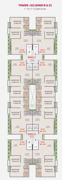  orchid Block B And Block C Cluster Plan for 1st Floor