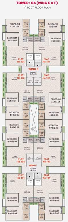  orchid Block E And Block F Cluster Plan from 1st to 7th Floor