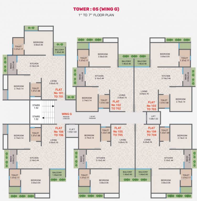  orchid Block G Cluster Plan from 1st to 7th Floor