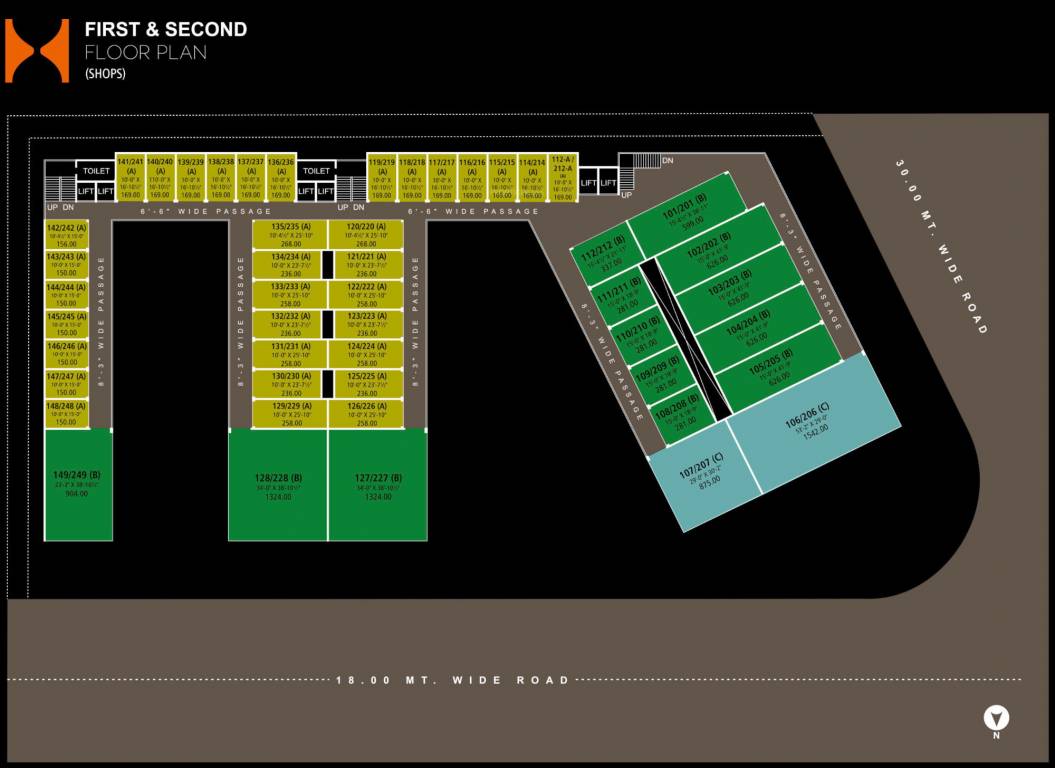  square Time Square Cluster Plan from 1st to 2nd Floor