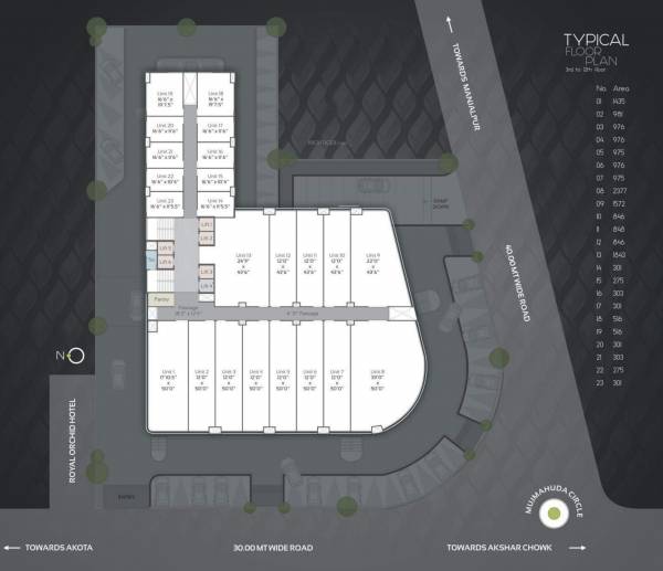  silver Commercial Cluster Plan For Typical Floor