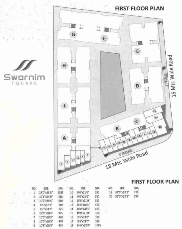 swarnim square A To E Cluster Plan For 1st Floor