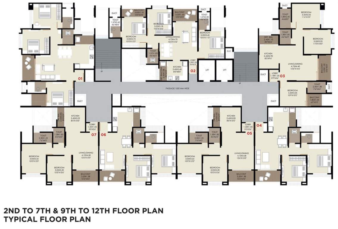  skyone Anantam Skyone Cluster Plan from 2nd to 7th And 9th To  12th Floor