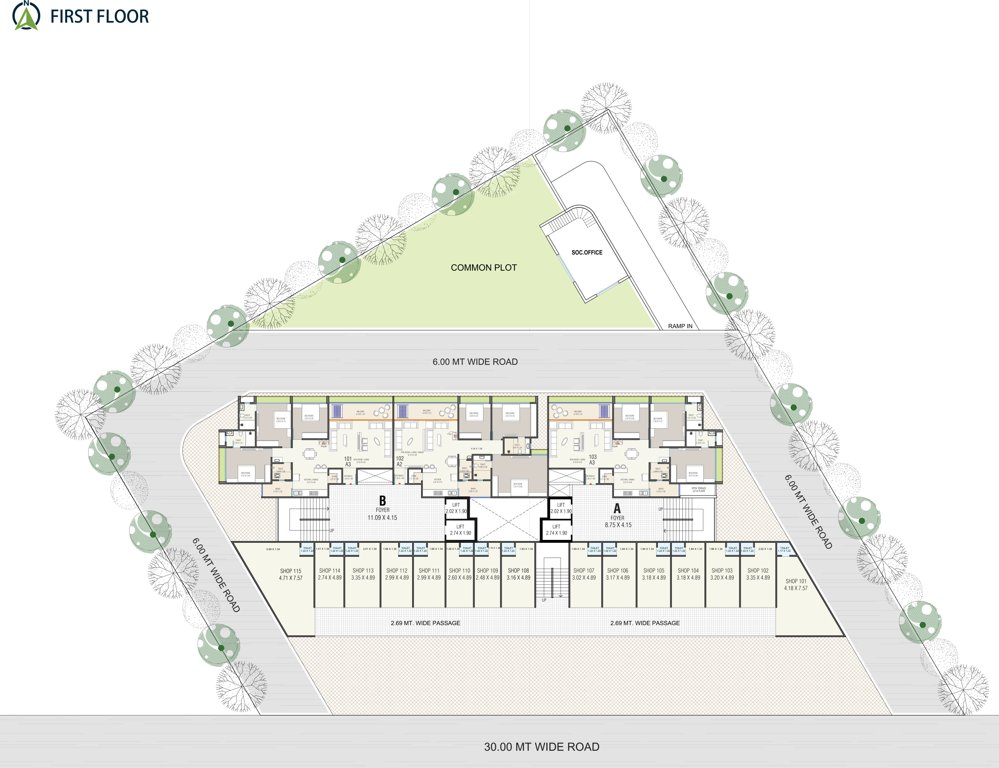  green ville A, B Cluster Plan For 1st Floor