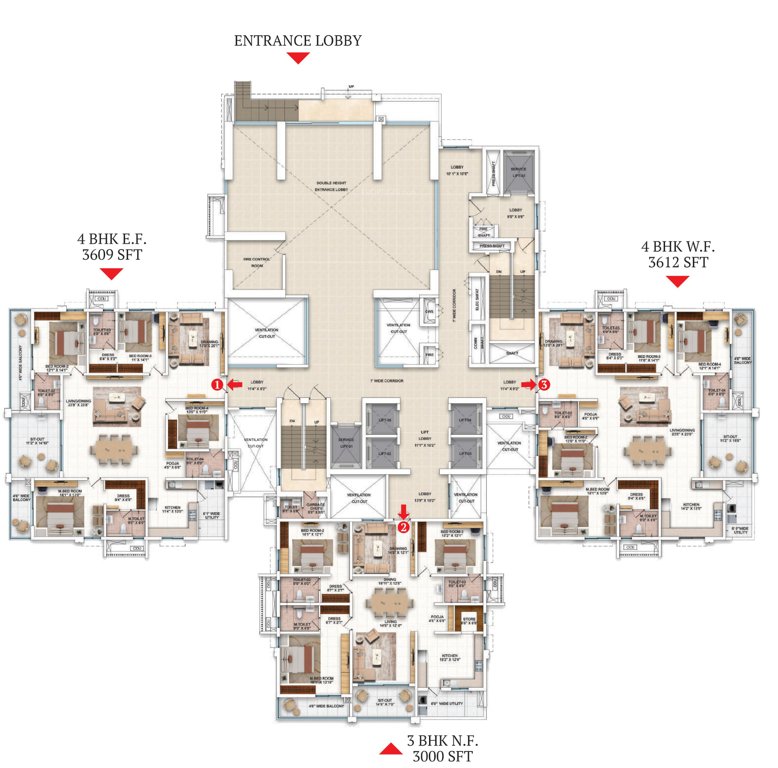  my avali Tower 1 And 3 Cluster Plan For Ground Floor